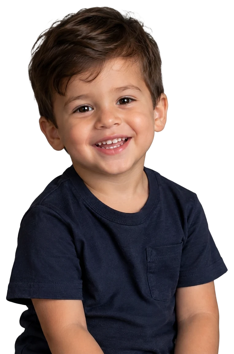 Noah de Assis, 3 anos, na foto usada para criar o seu videoclipe